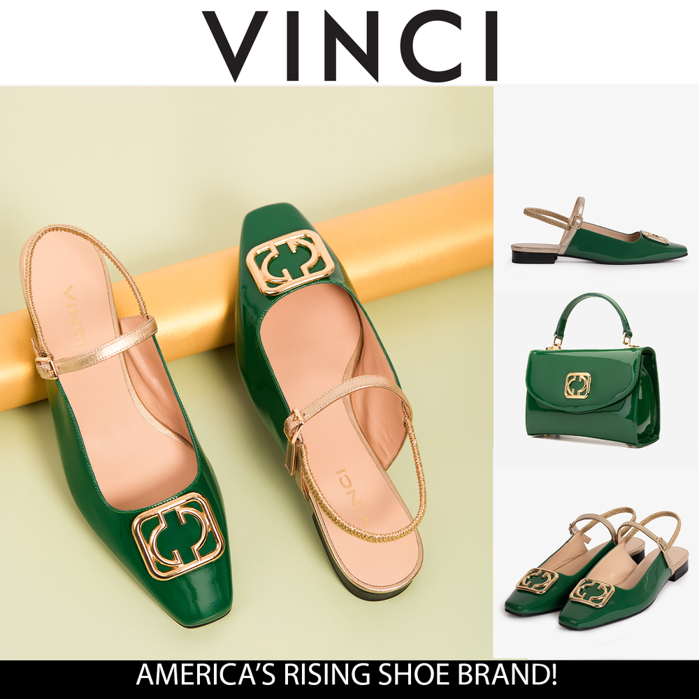 The Rosalinda Green Patent Leather Flat Slingback Sandal - Vinci Leather