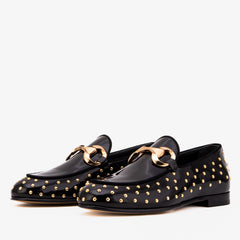 The Jupiter  Shoe Black Spike Leather  Bit Dress Loafer Limited Edition  Shoe - Vinci Leather