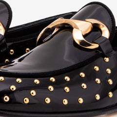 The Jupiter  Shoe Black Spike Leather  Bit Dress Loafer Limited Edition  Shoe - Vinci Leather