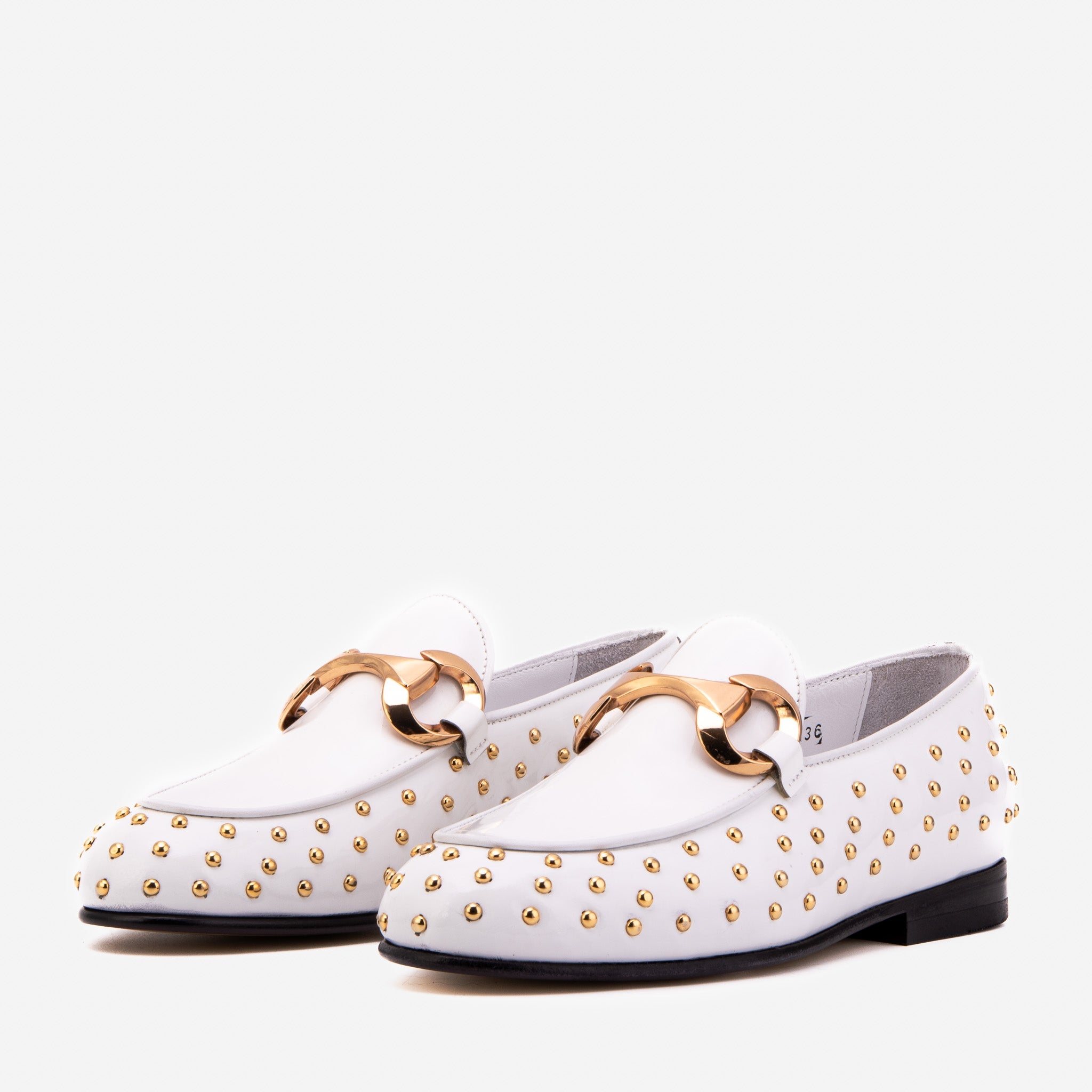 The Jupiter  Shoe White Spike Leather  Bit Dress Loafer Limited Edition  Shoe - Vinci Leather