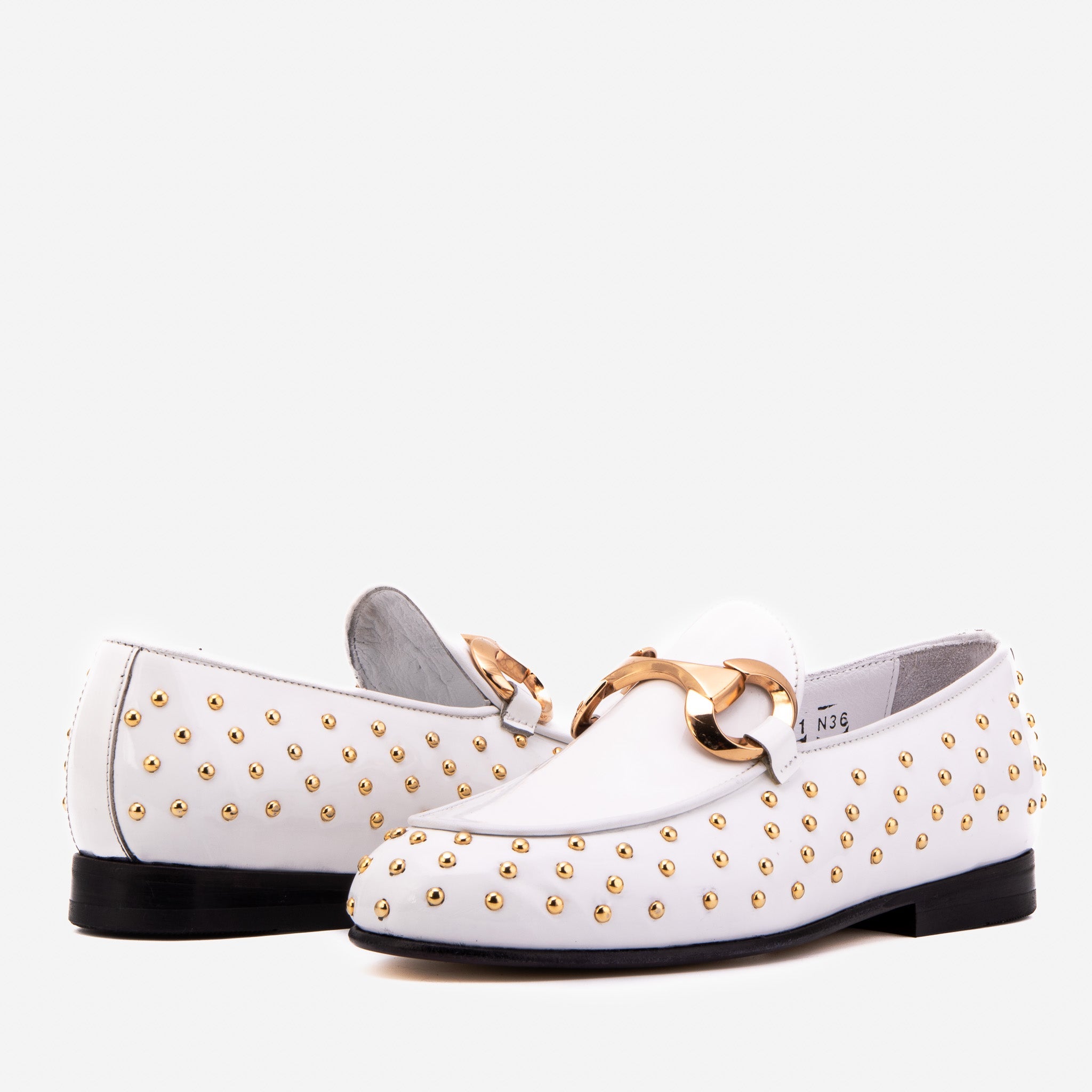 The Jupiter  Shoe White Spike Leather  Bit Dress Loafer Limited Edition  Shoe - Vinci Leather