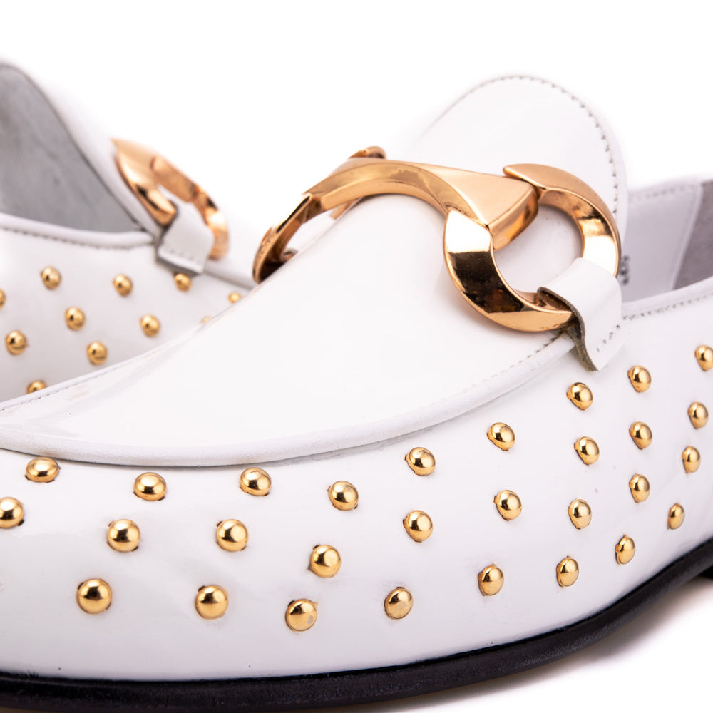 The Jupiter  Shoe White Spike Leather  Bit Dress Loafer Limited Edition  Shoe - Vinci Leather