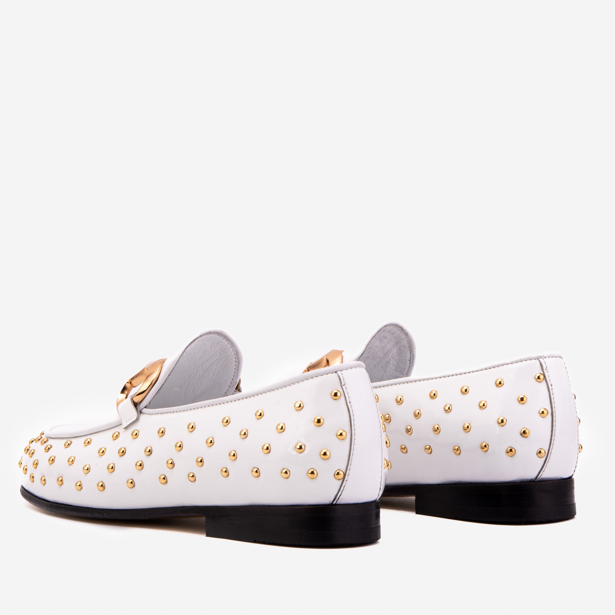 The Jupiter  Shoe White Spike Leather  Bit Dress Loafer Limited Edition  Shoe - Vinci Leather