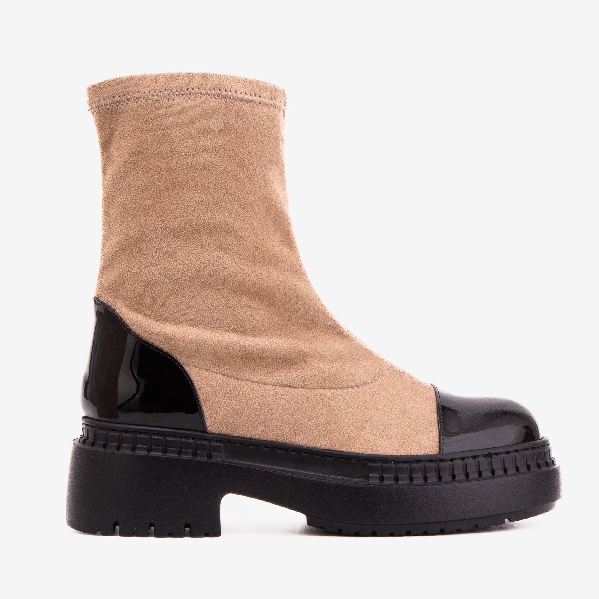The Sorella Black Tip Beige black Suede Leather Women’s Boot - Vinci Leather