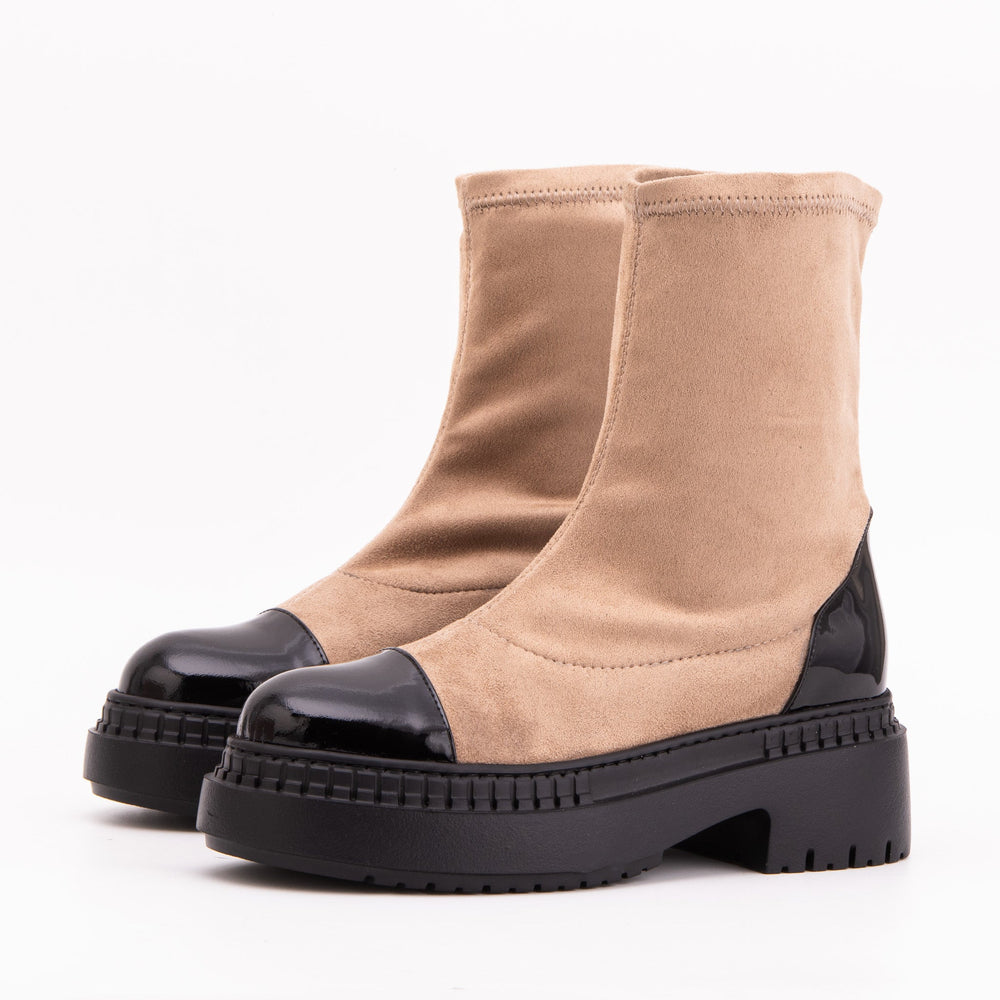 The Sorella Black Tip Beige black Suede Leather Women’s Boot - Vinci Leather