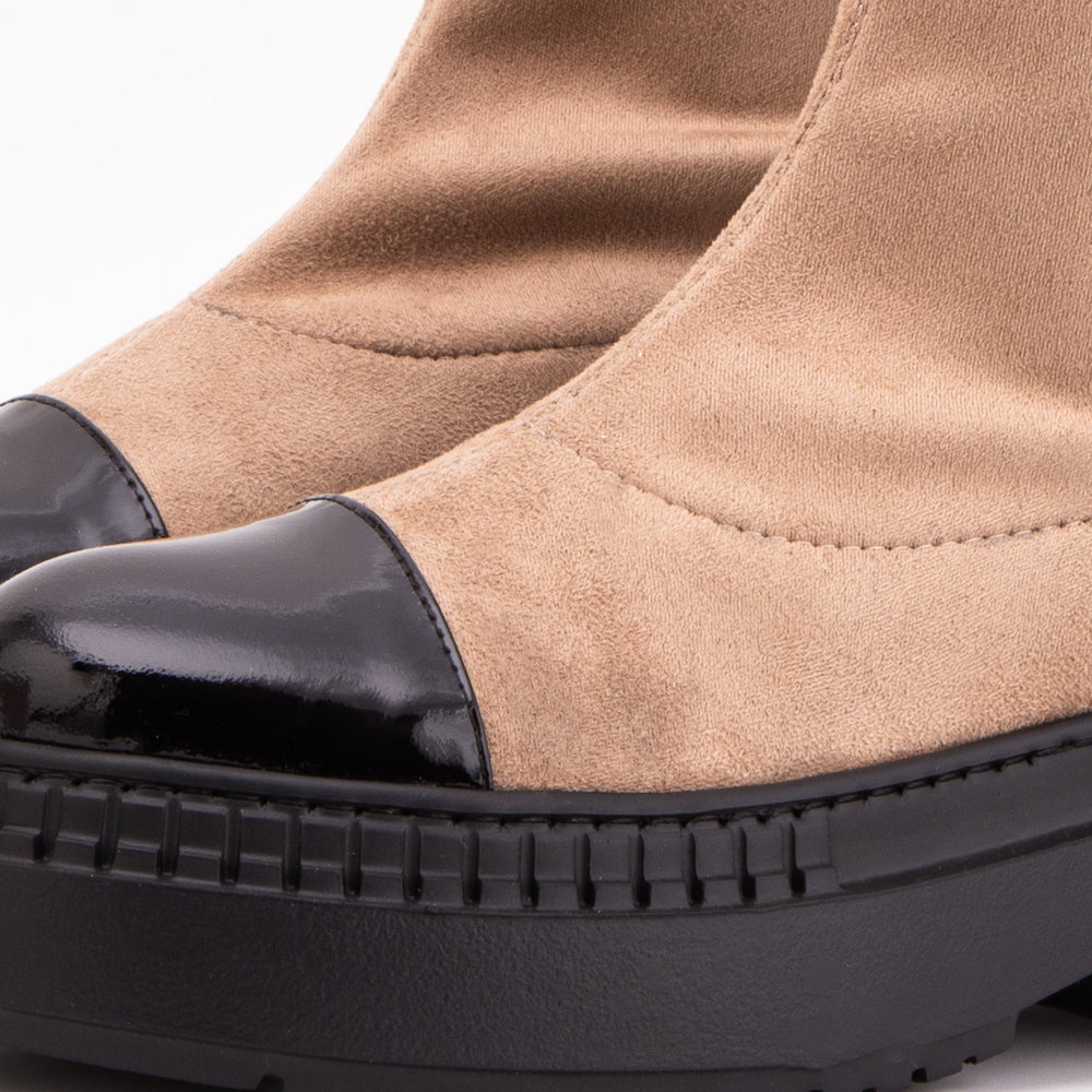 The Sorella Black Tip Beige black Suede Leather Women’s Boot - Vinci Leather