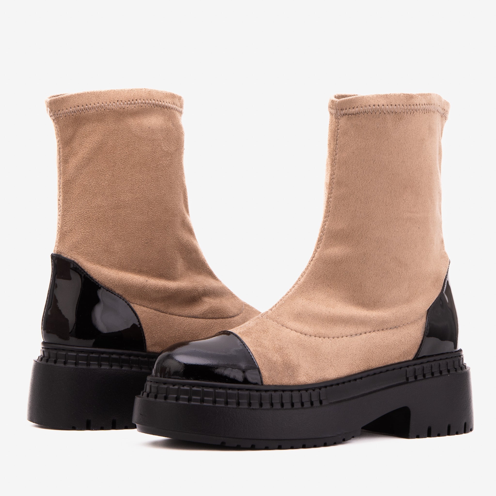 The Sorella Black Tip Beige black Suede Leather Women’s Boot - Vinci Leather