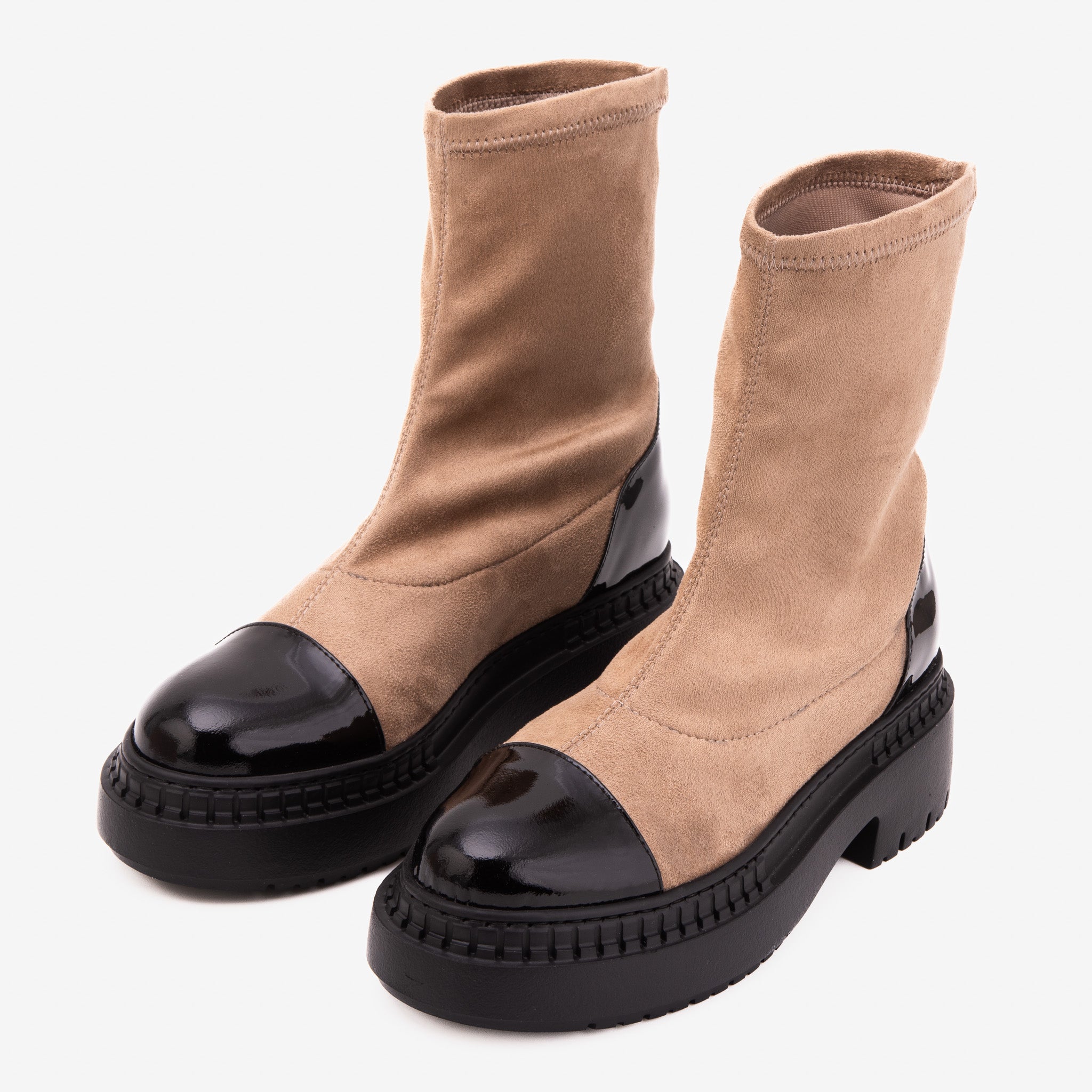 The Sorella Black Tip Beige black Suede Leather Women’s Boot - Vinci Leather
