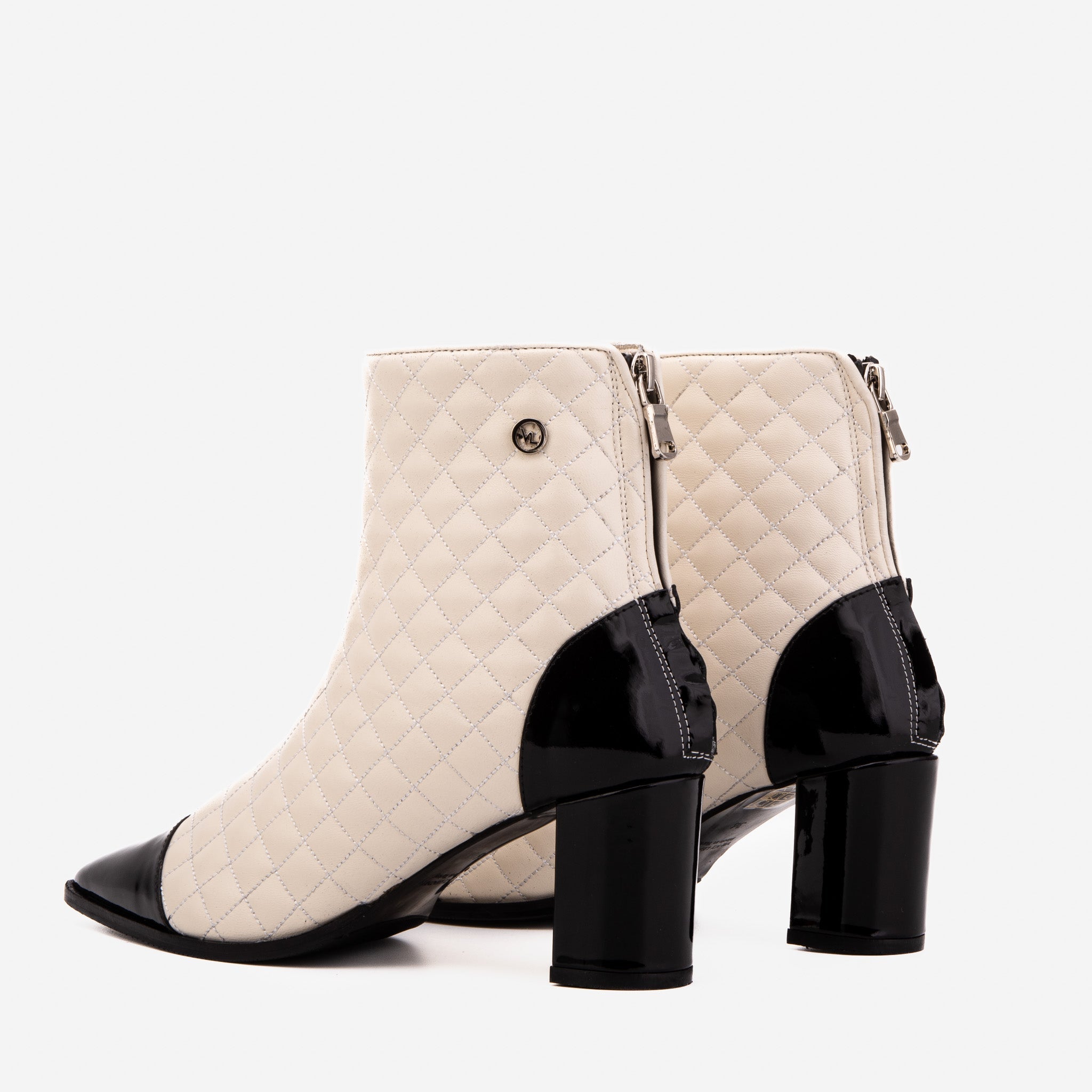 The Celeste Cream Black Quilted Leather Women’s Boot - Vinci Leather