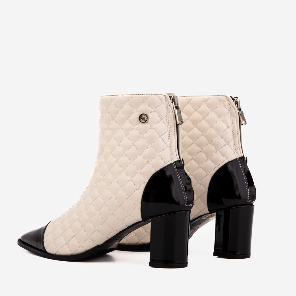 The Celeste Cream Black Quilted Leather Women’s Boot - Vinci Leather
