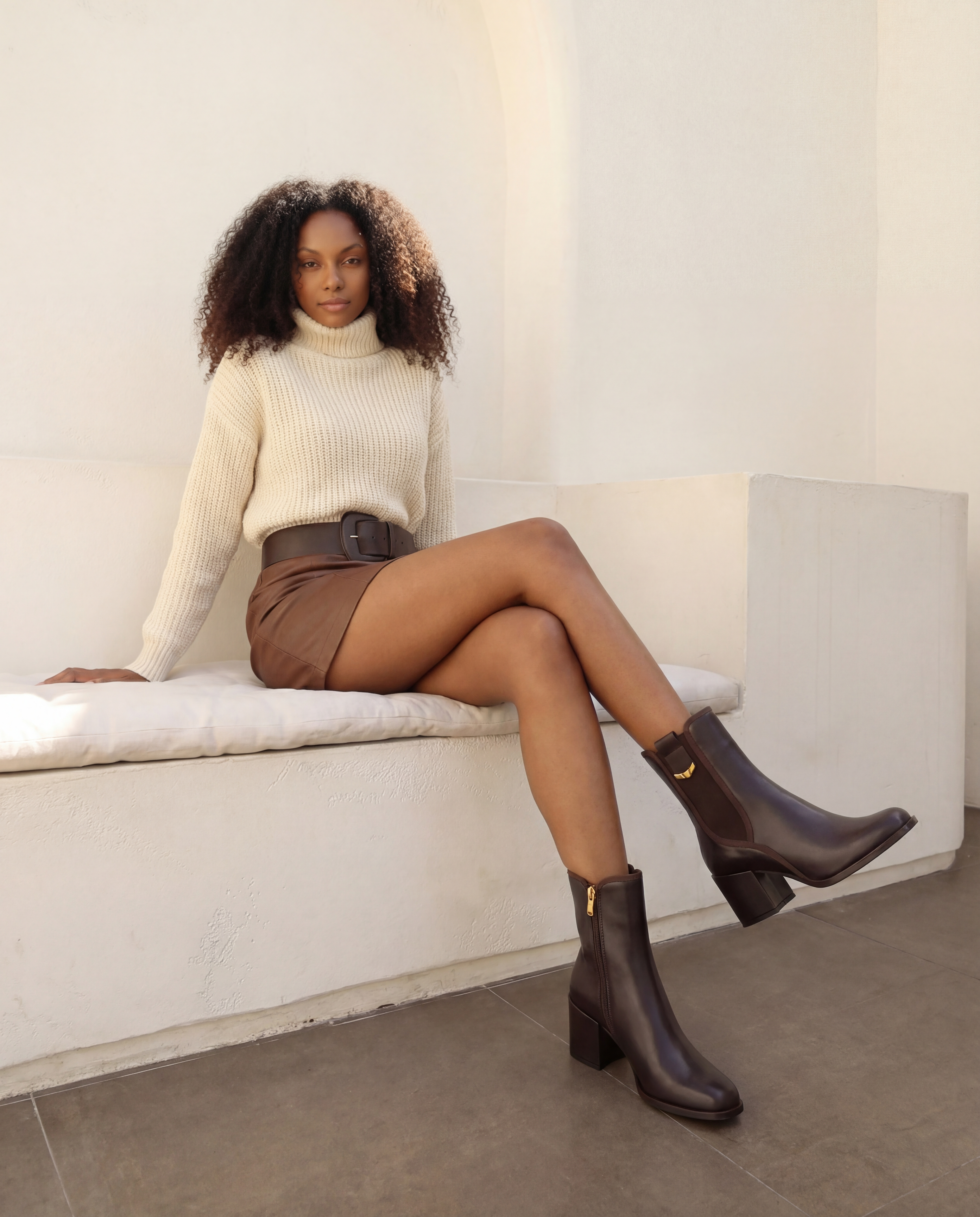 The Kensington Brown Leather Block Heel Women’s Mid-Calf Boot - Vinci Leather