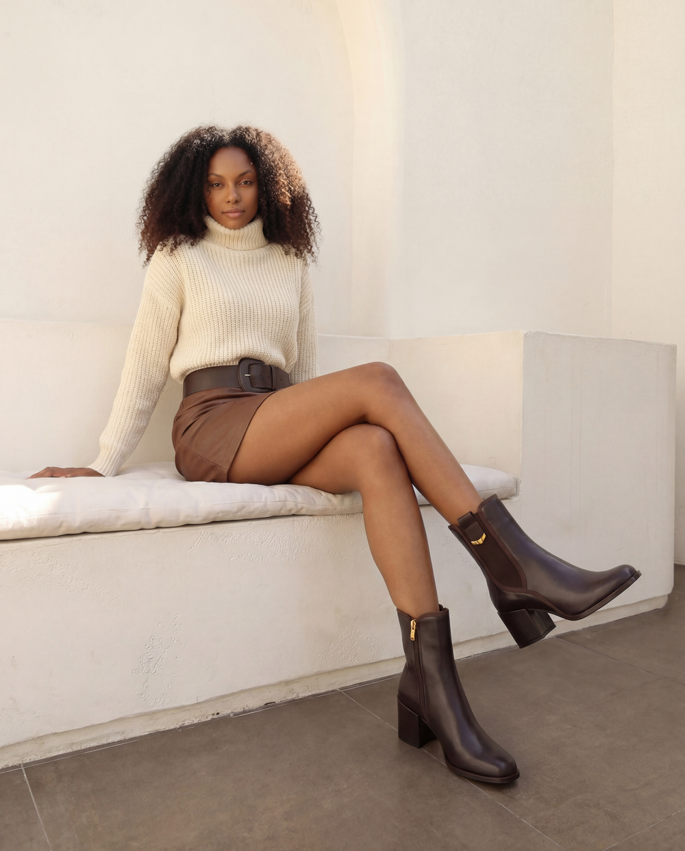 The Kensington Brown Leather Block Heel Women’s Mid-Calf Boot - Vinci Leather