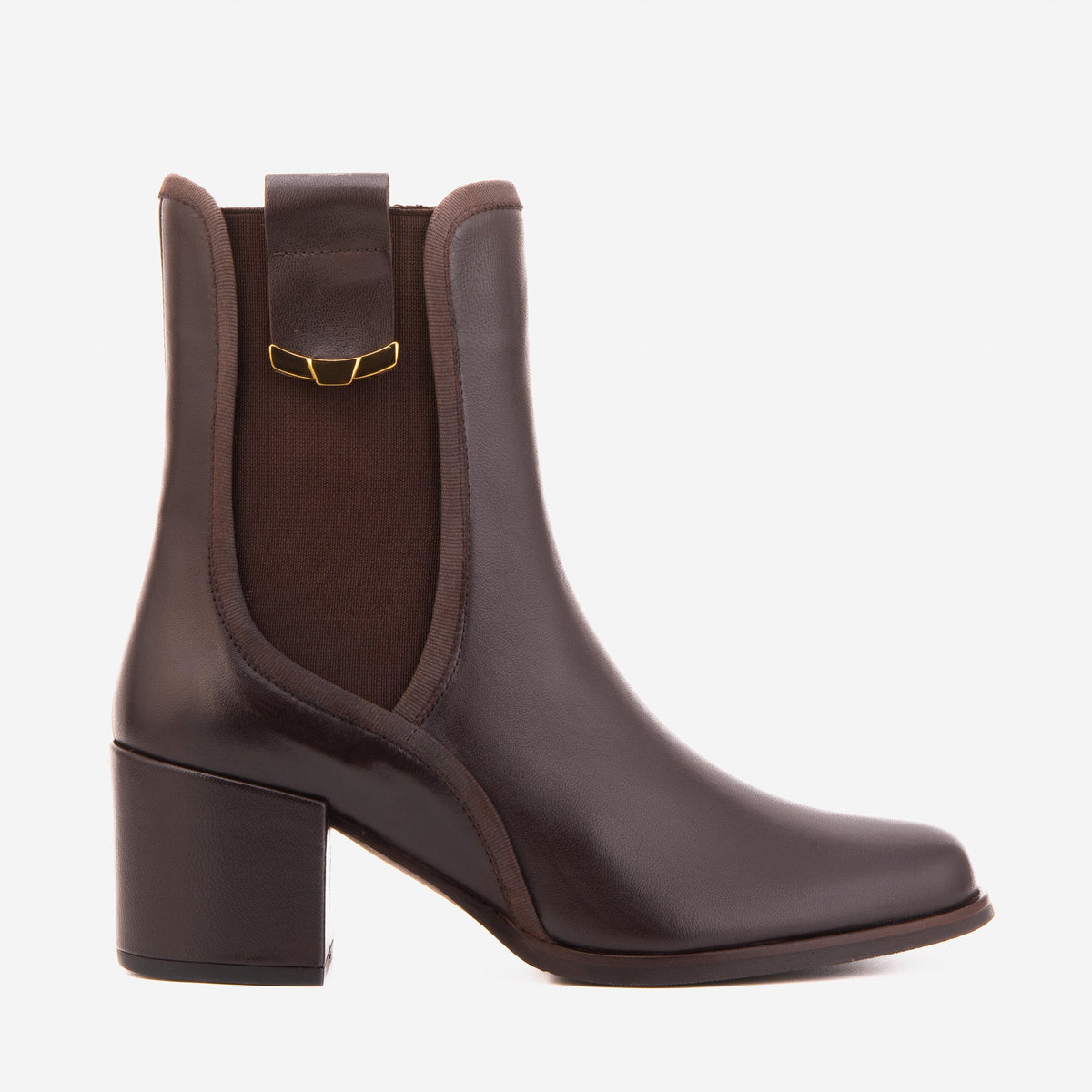 The Kensington Brown Leather Block Heel Women’s Mid-Calf Boot - Vinci Leather