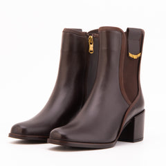 The Kensington Brown Leather Block Heel Women’s Mid-Calf Boot - Vinci Leather