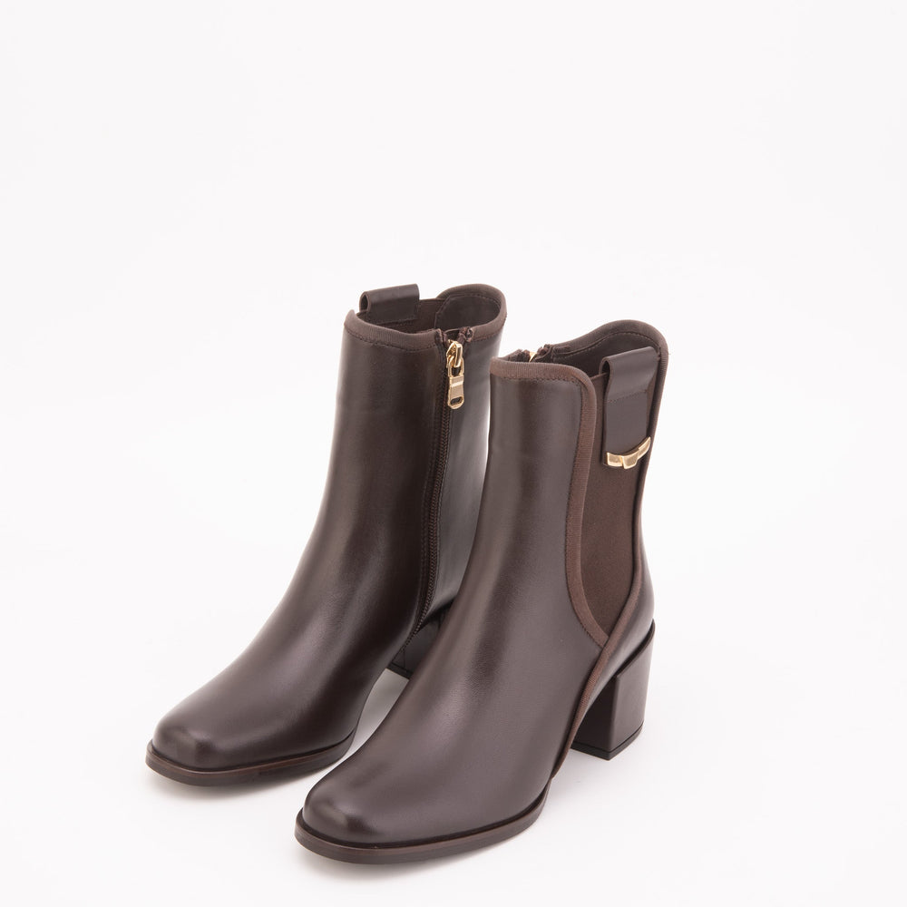 The Kensington Brown Leather Block Heel Women’s Mid-Calf Boot - Vinci Leather