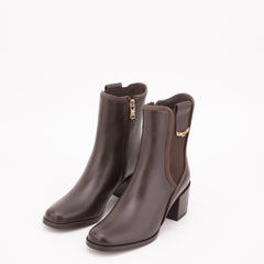 The Kensington Brown Leather Block Heel Women’s Mid-Calf Boot - Vinci Leather