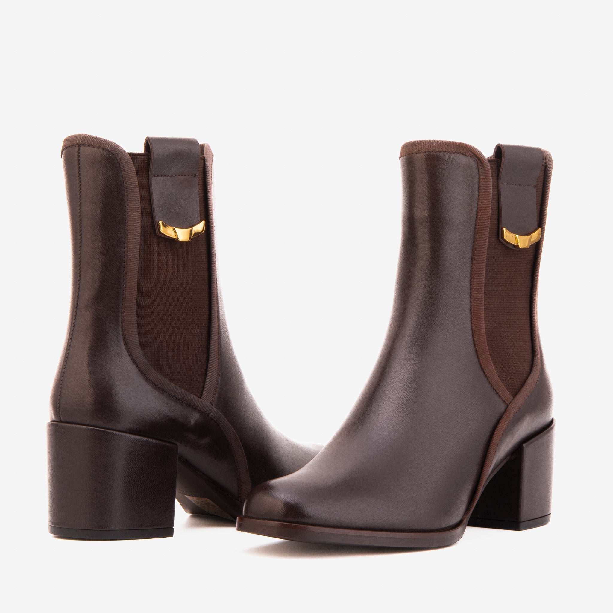 The Kensington Brown Leather Block Heel Women’s Mid-Calf Boot - Vinci Leather