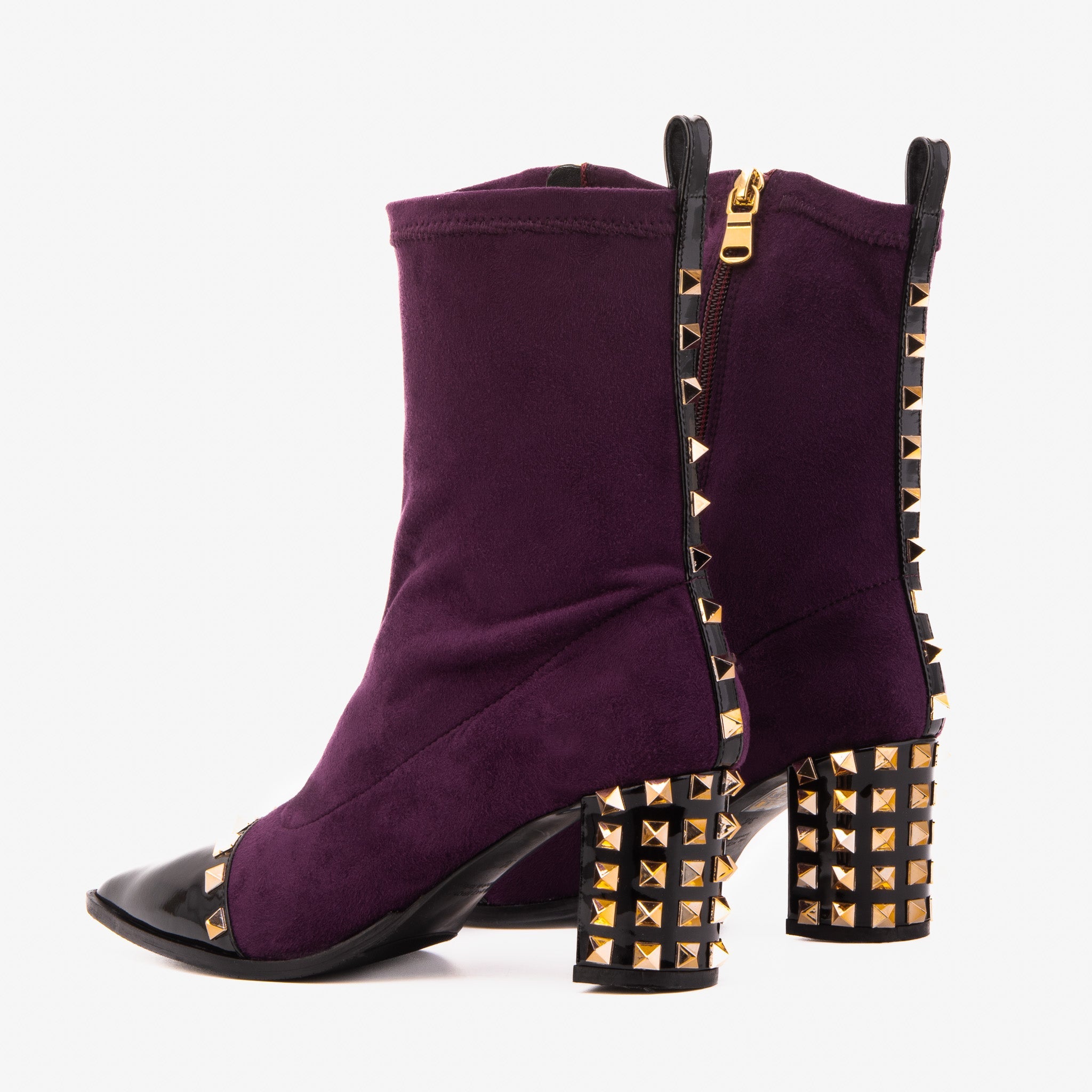 The Amethyst Studded Deep Purple Suede Leather Women’s Boot - Vinci Leather