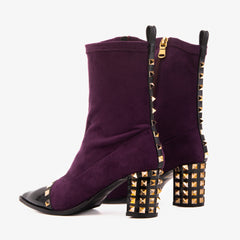 The Amethyst Studded Deep Purple Suede Leather Women’s Boot - Vinci Leather