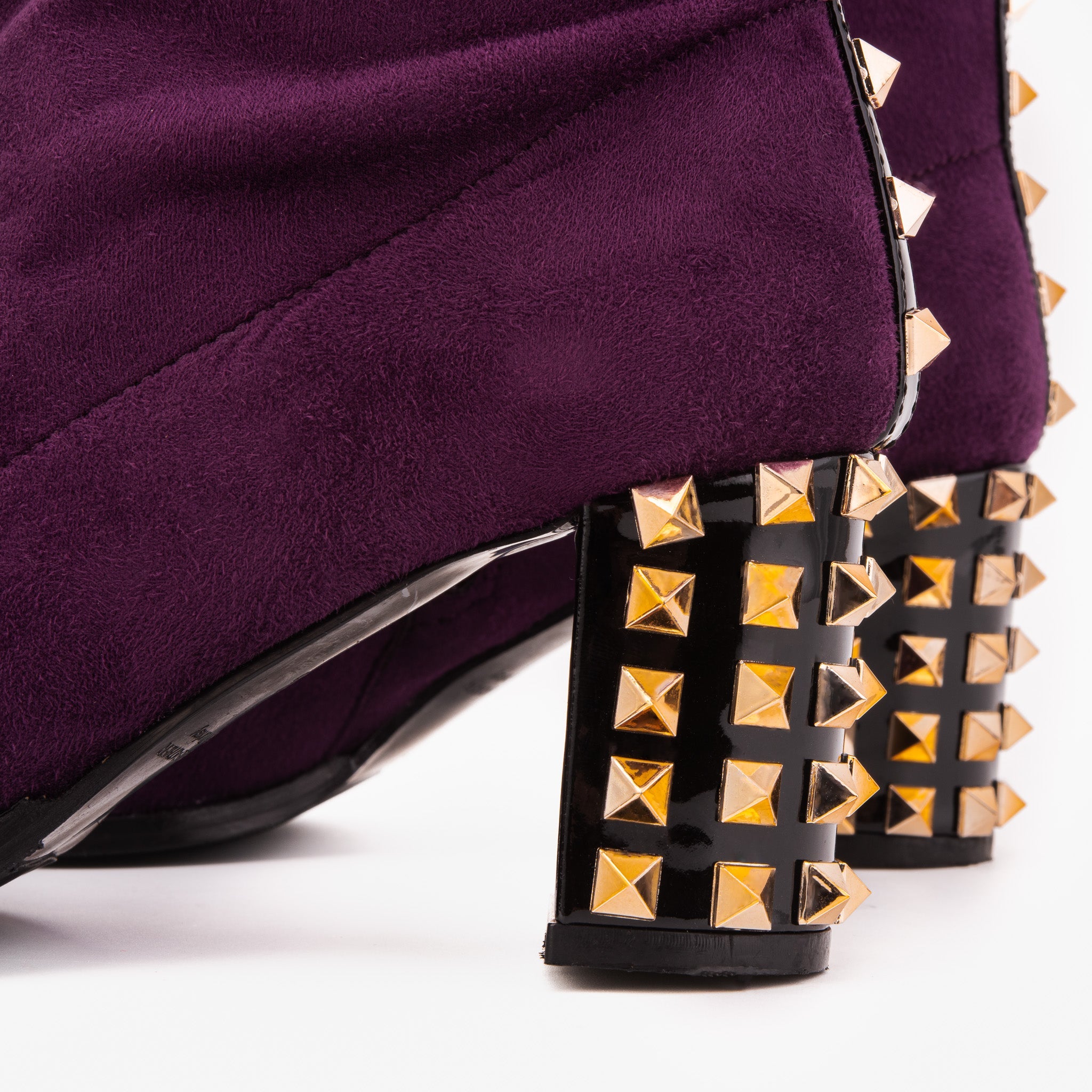 The Amethyst Studded Deep Purple Suede Leather Women’s Boot - Vinci Leather