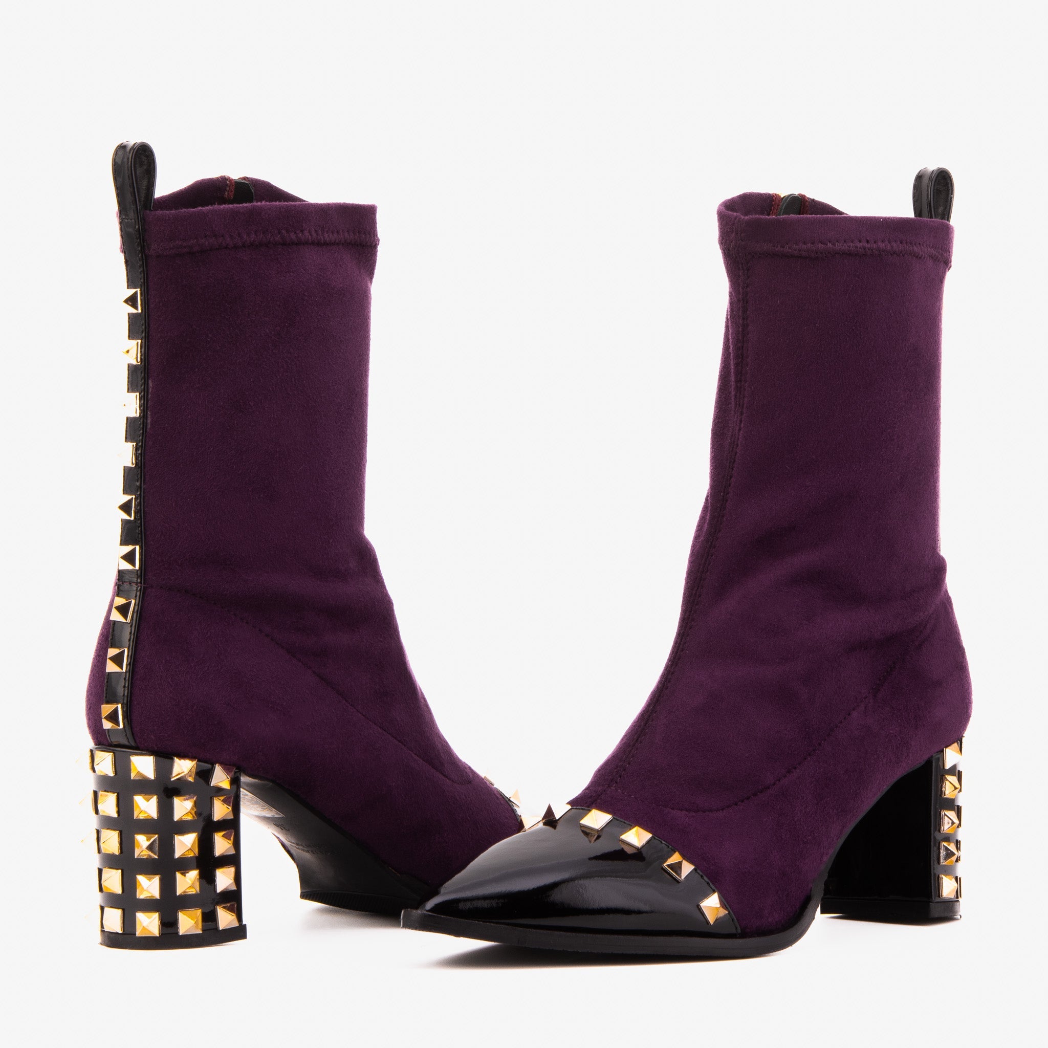 The Amethyst Studded Deep Purple Suede Leather Women’s Boot - Vinci Leather