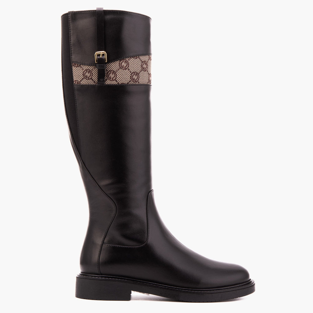 The Bellina Black Leather Women’s Knee-High Boot - Vinci Leather