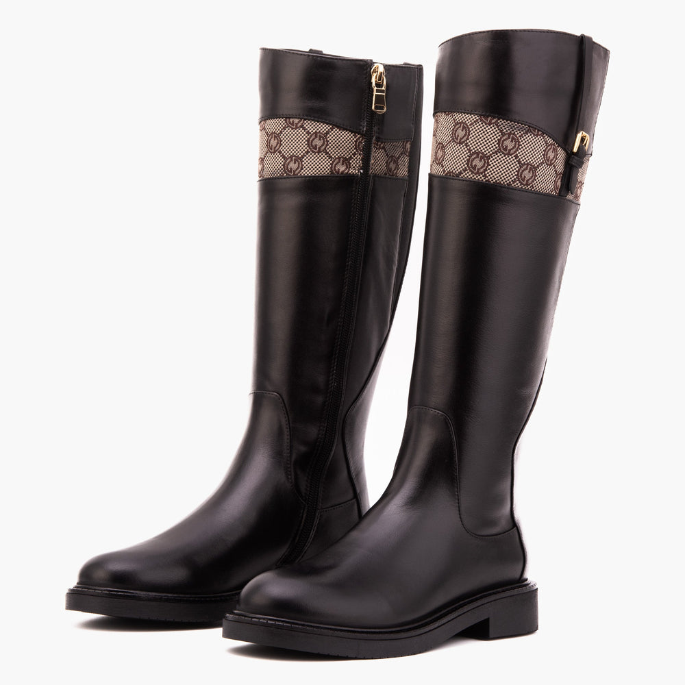 The Bellina Black Leather Women’s Knee-High Boot - Vinci Leather