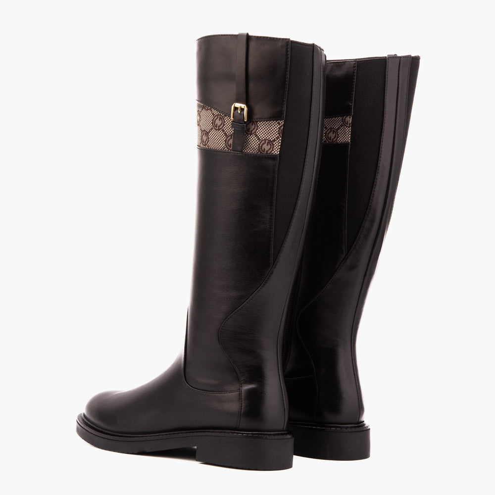 The Bellina Black Leather Women’s Knee-High Boot - Vinci Leather