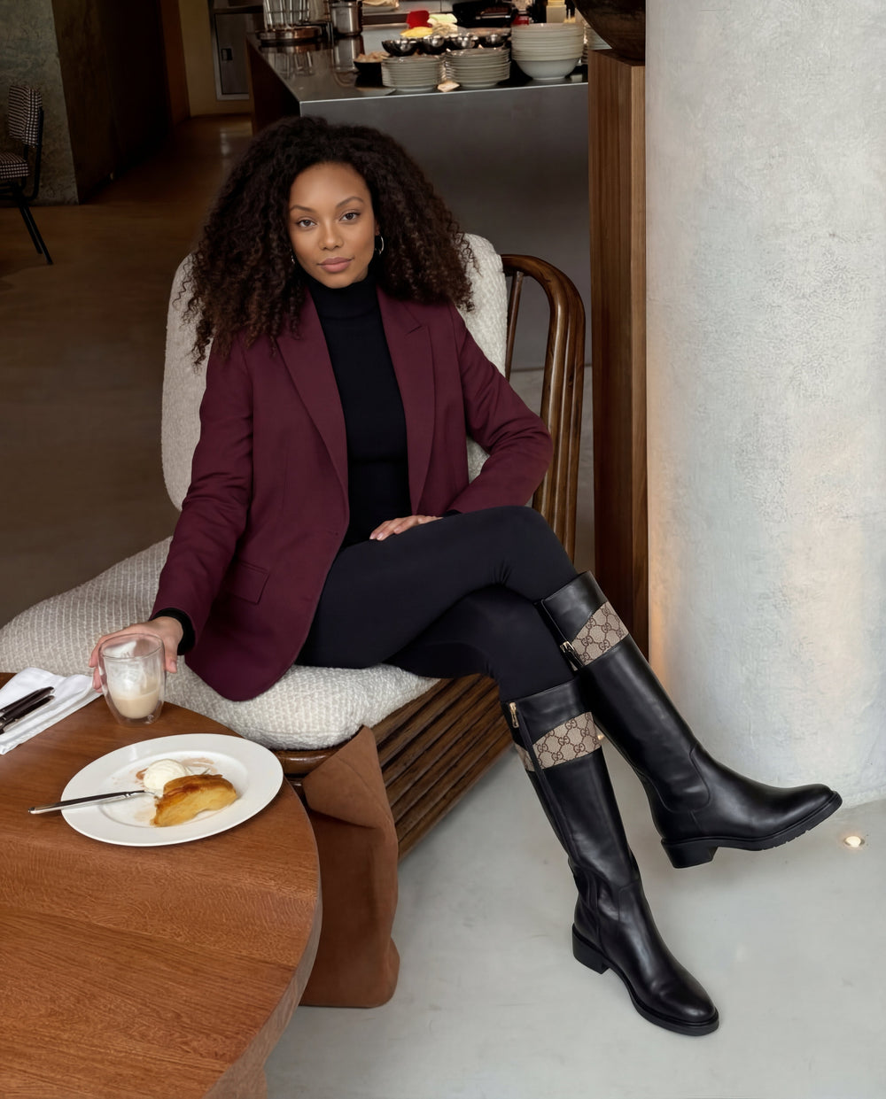 The Bellina Black Leather Women’s Knee-High Boot - Vinci Leather