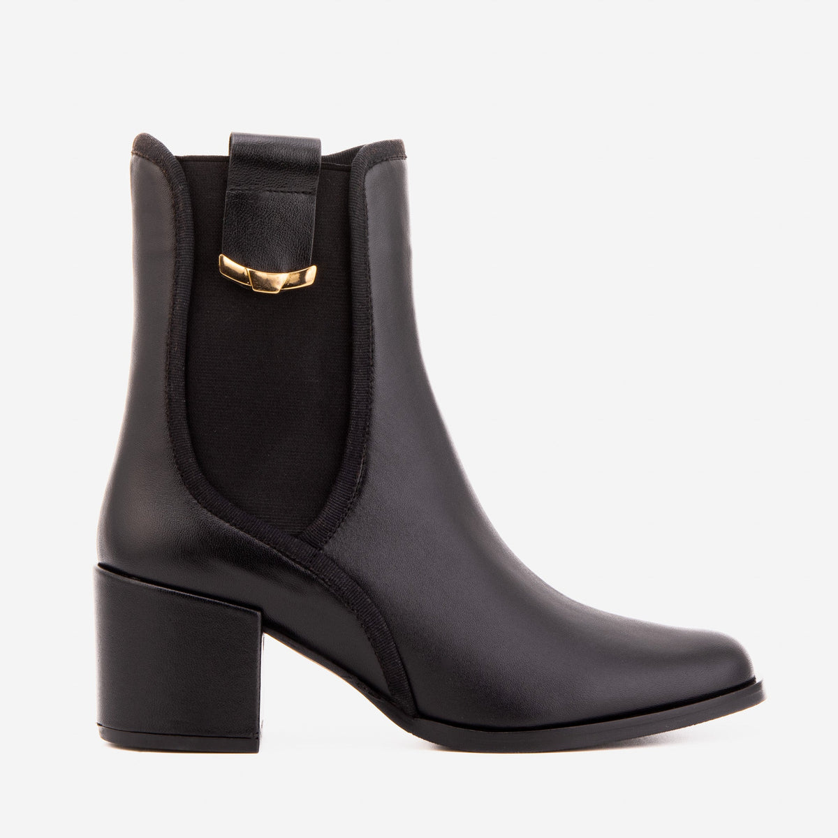 The Kensington Black Leather Block Heel Women’s Mid-Calf Boot - Vinci Leather