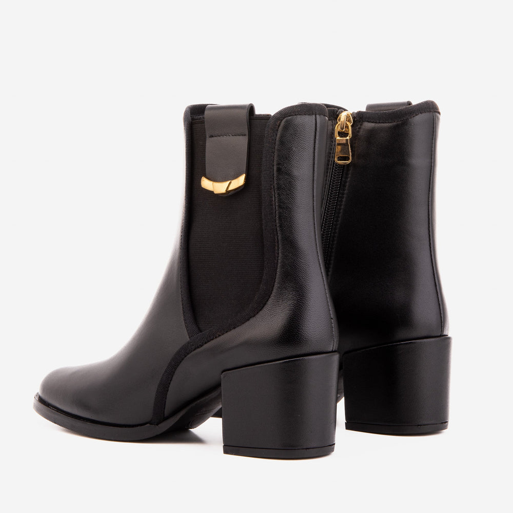The Kensington Black Leather Block Heel Women’s Mid-Calf Boot - Vinci Leather