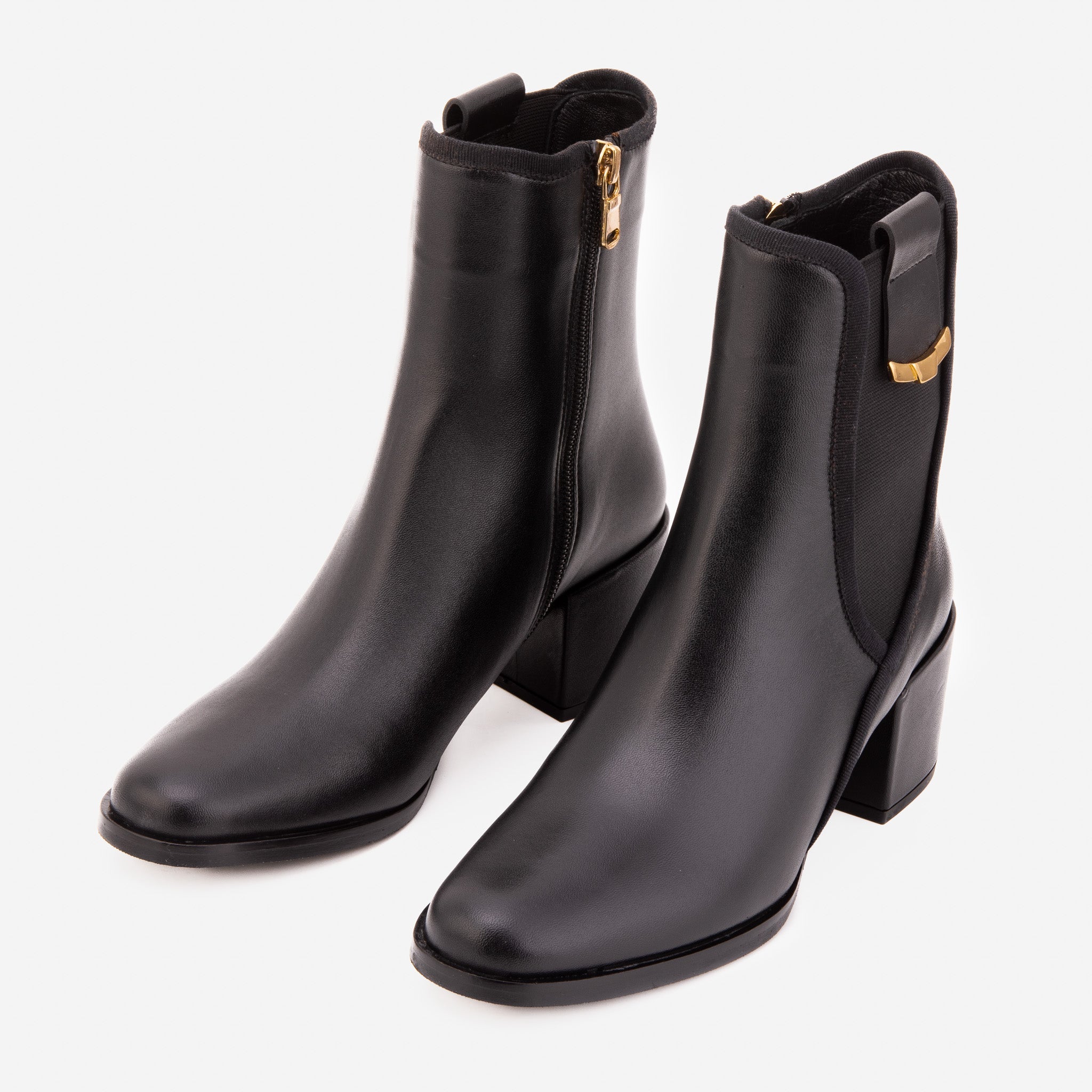 The Kensington Black Leather Block Heel Women’s Mid-Calf Boot - Vinci Leather