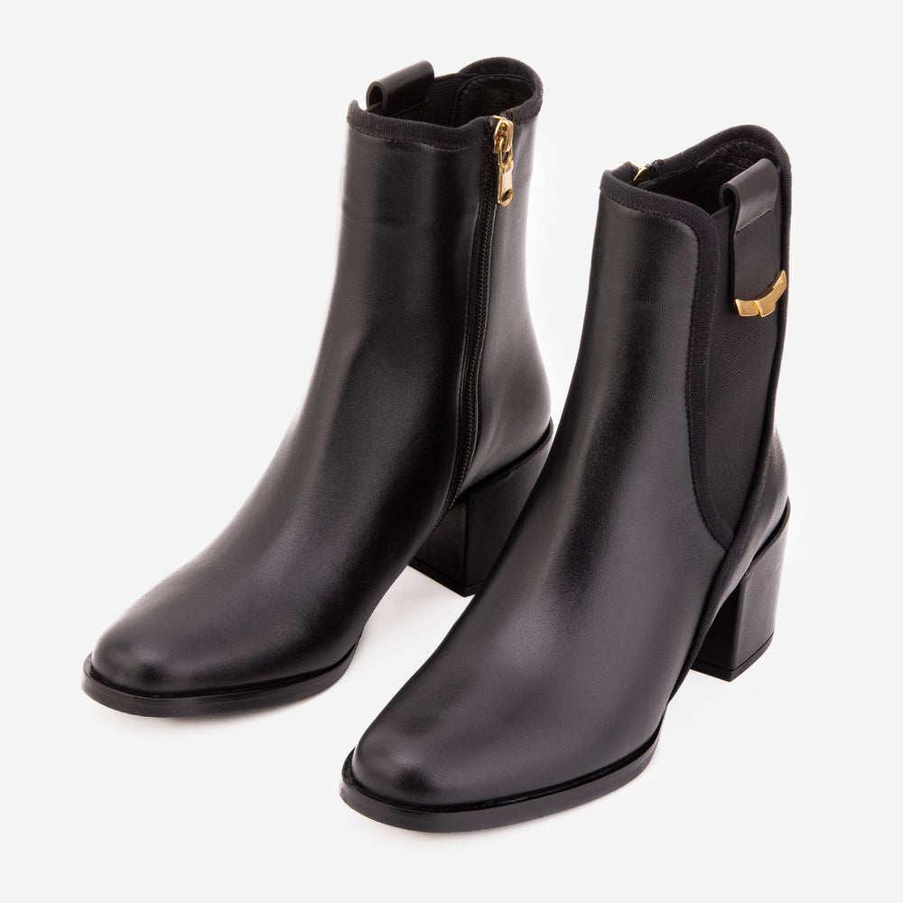 The Kensington Black Leather Block Heel Women’s Mid-Calf Boot - Vinci Leather