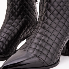 The Celeste Black Tip Quilted Leather Women’s Boot - Vinci Leather