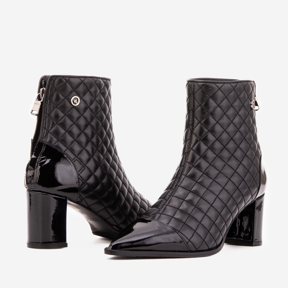 The Celeste Black Tip Quilted Leather Women’s Boot - Vinci Leather
