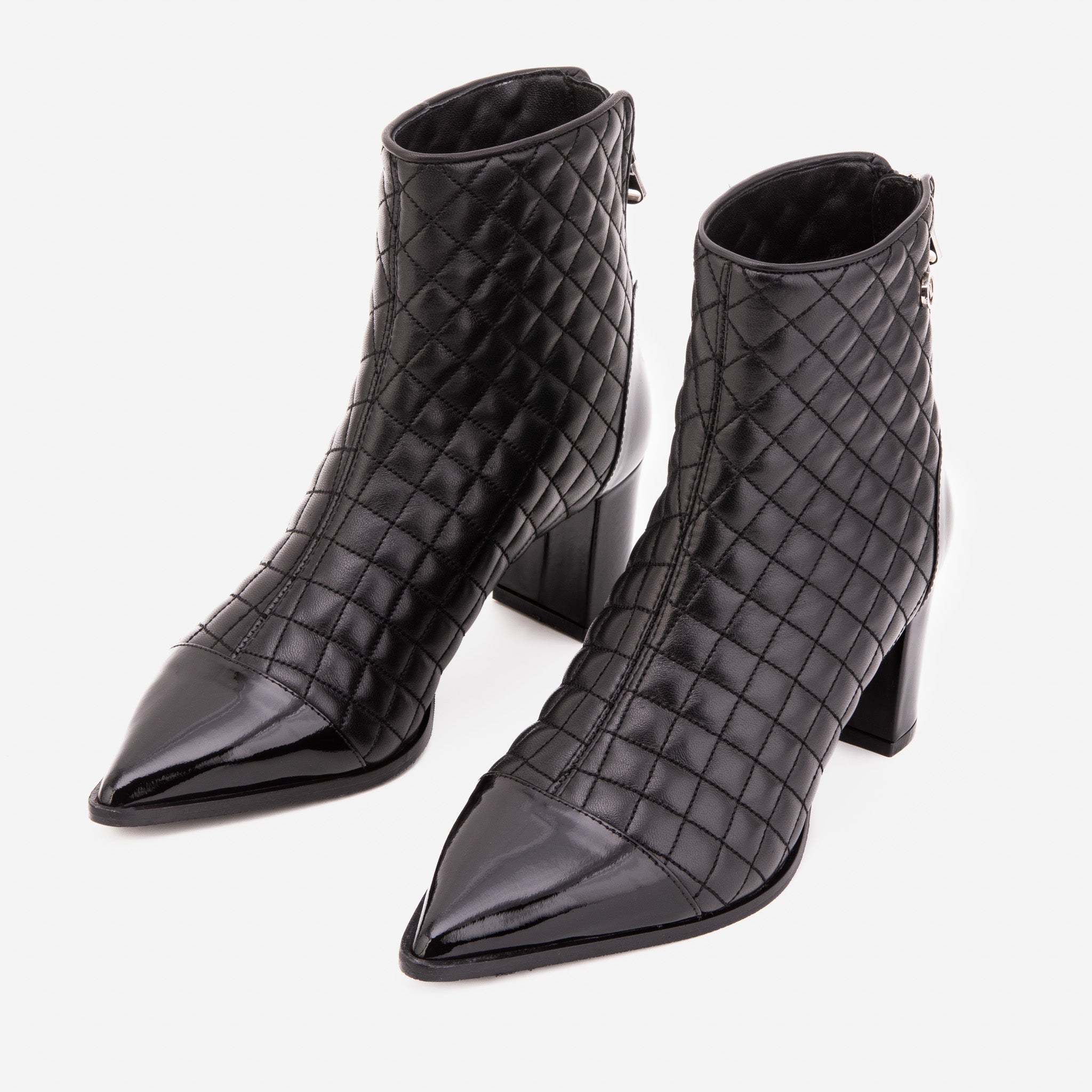 The Celeste Black Tip Quilted Leather Women’s Boot - Vinci Leather