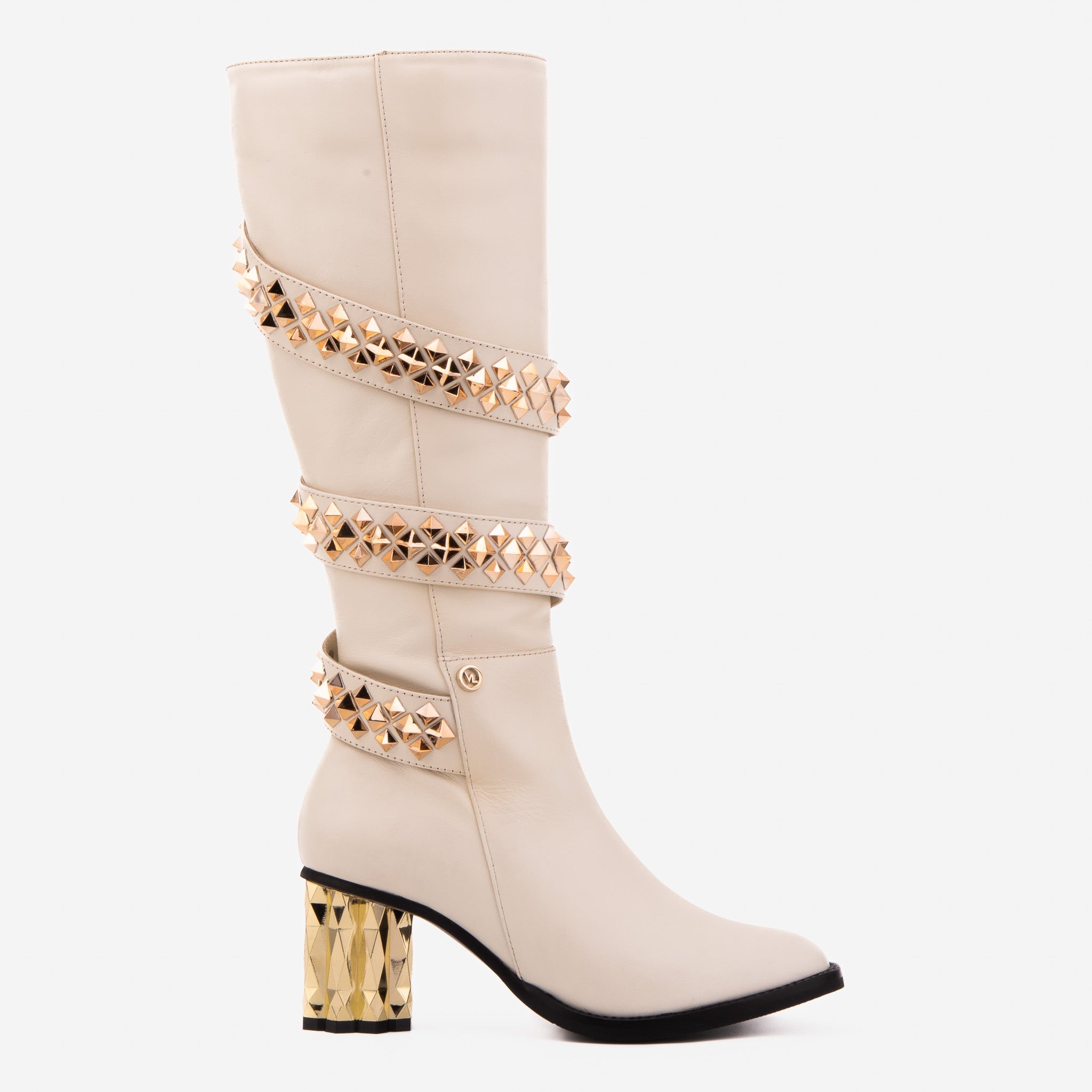 The Gladiator Cream Leather Knee High Boot - Vinci Leather