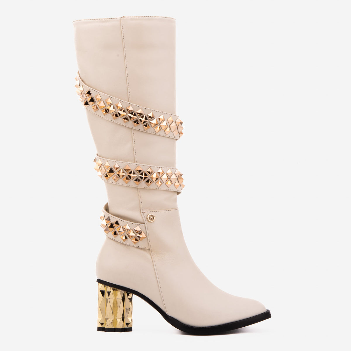 The Gladiator Cream Leather Knee High Boot - Vinci Leather
