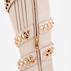 The Gladiator Cream Leather Knee High Boot - Vinci Leather