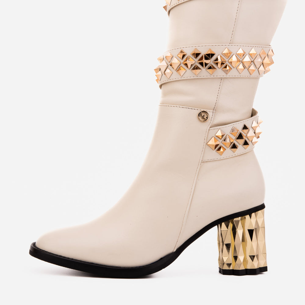 The Gladiator Cream Leather Knee High Boot - Vinci Leather