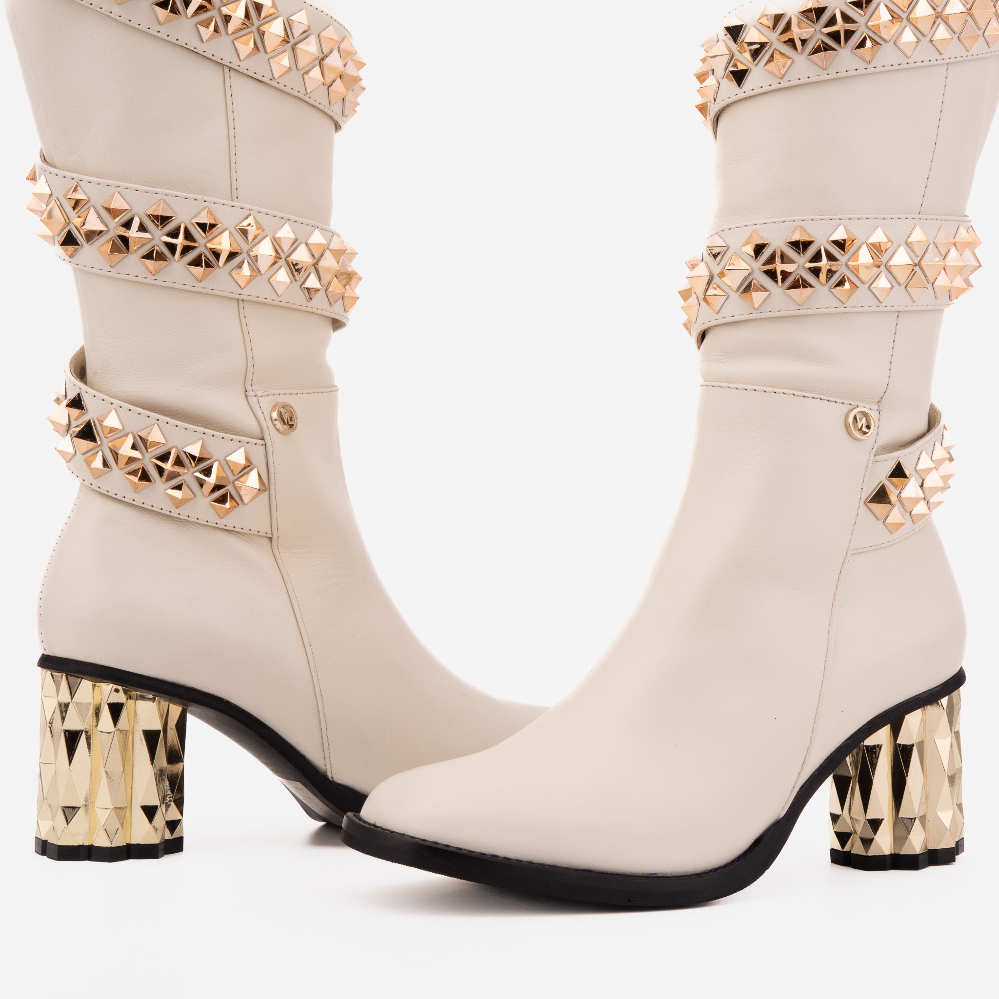 The Gladiator Cream Leather Knee High Boot - Vinci Leather