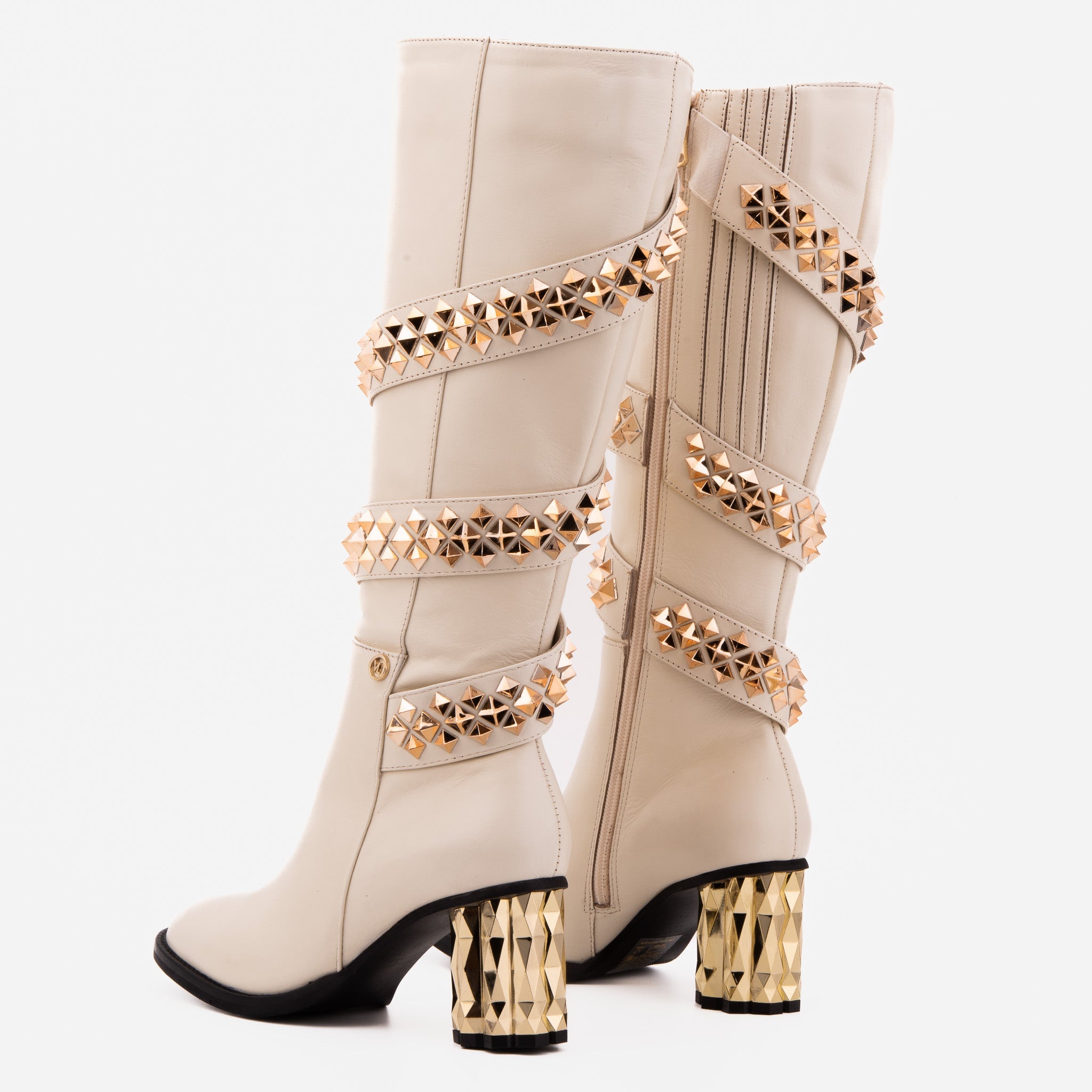 The Gladiator Cream Leather Knee High Boot - Vinci Leather