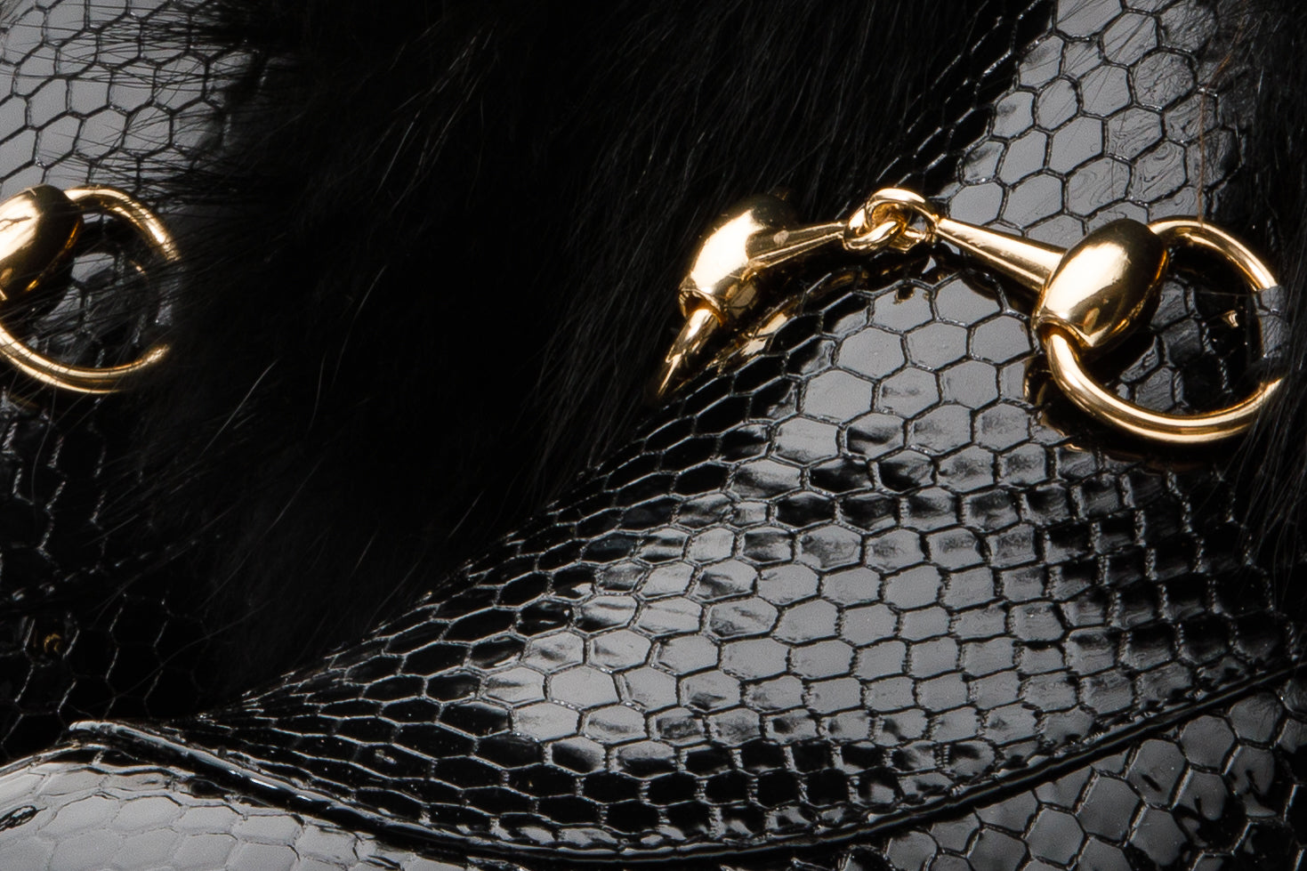 The Izmir Black Patent Leather Natural Fur Mid Calf  Boot - Vinci Leather