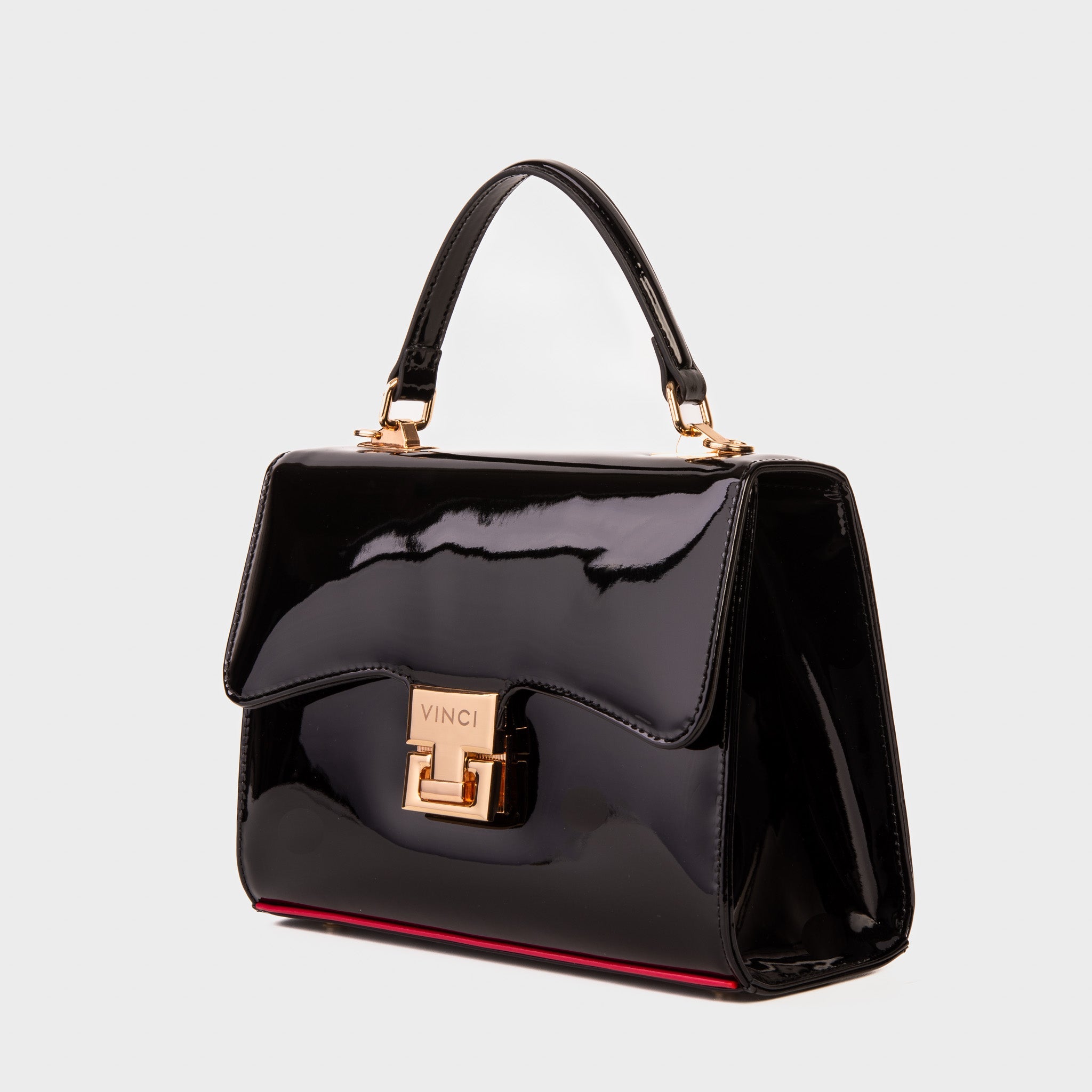 The Ege Black Patent Leather Handbag - Vinci Leather