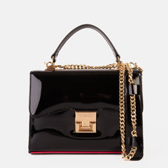 The Ege Black Patent Leather Handbag - Vinci Leather