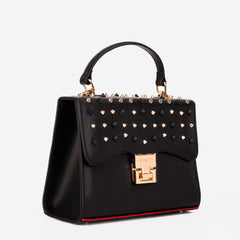 The Infanta Black Spike Leather Handbag - Vinci Leather