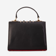 The Infanta Black Spike Leather Handbag - Vinci Leather