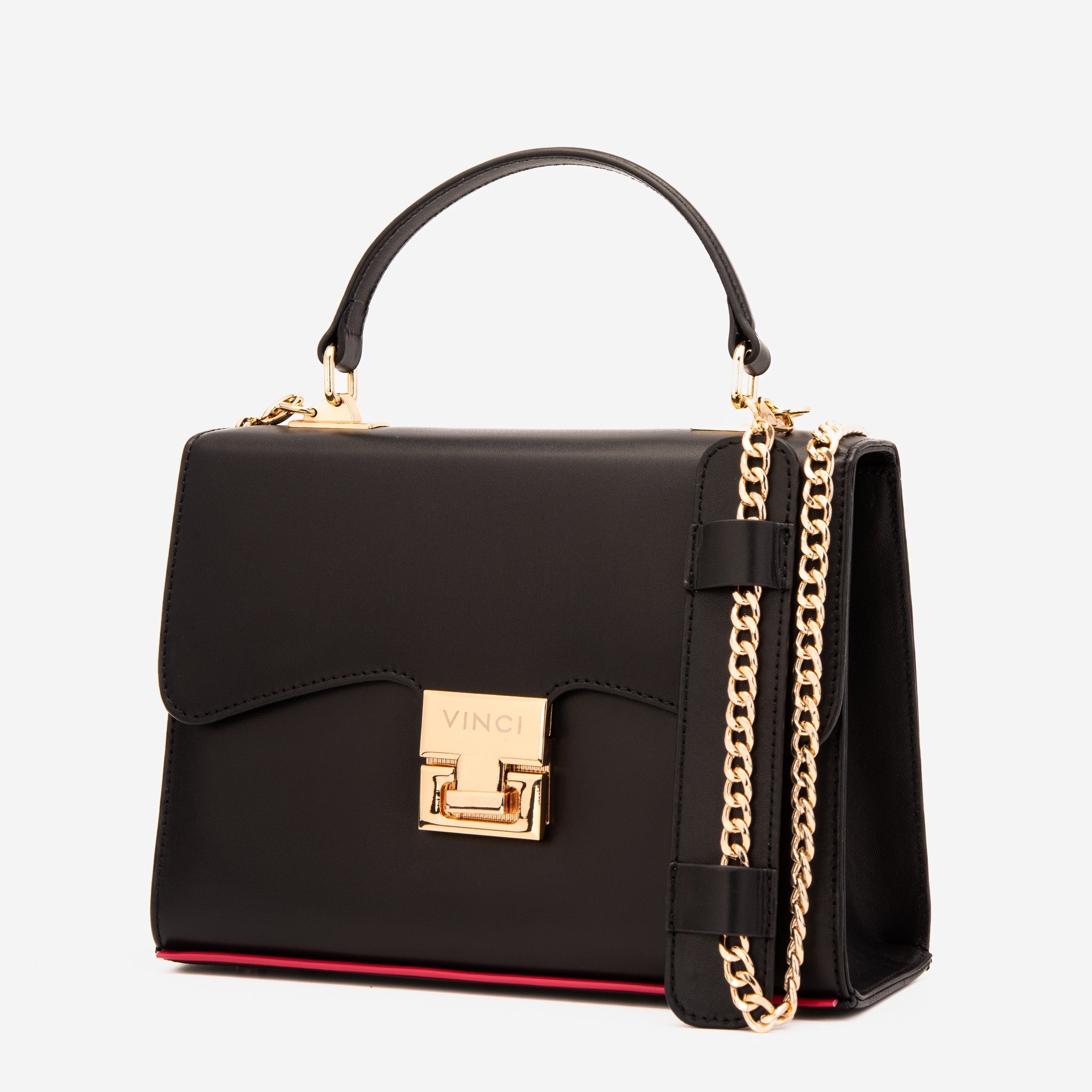 The Ege Black Leather Handbag - Vinci Leather