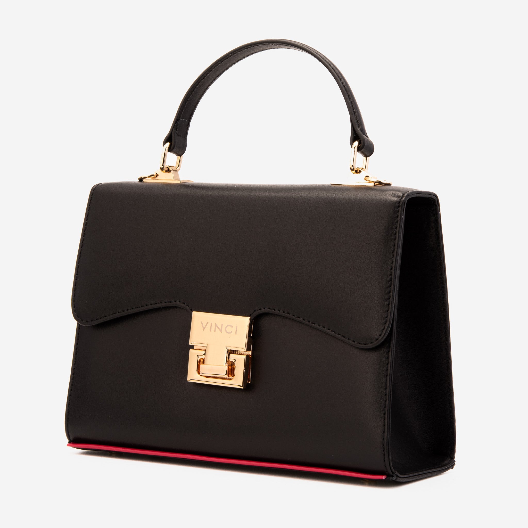 The Ege Black Leather Handbag - Vinci Leather
