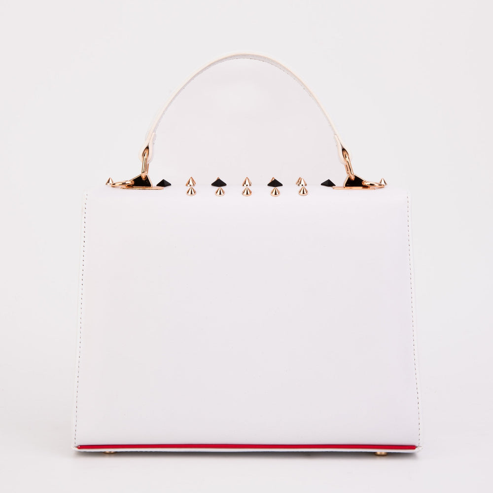 The Infanta White Spike Leather Handbag - Vinci Leather